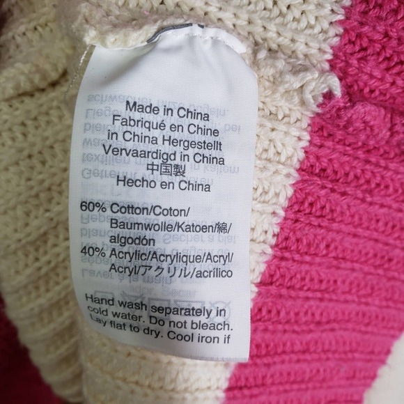 The Reeds x J.Crew Colorblock Sweater M Pink Ivory Zip Zag Bell Sleeve - Picture 8 of 9